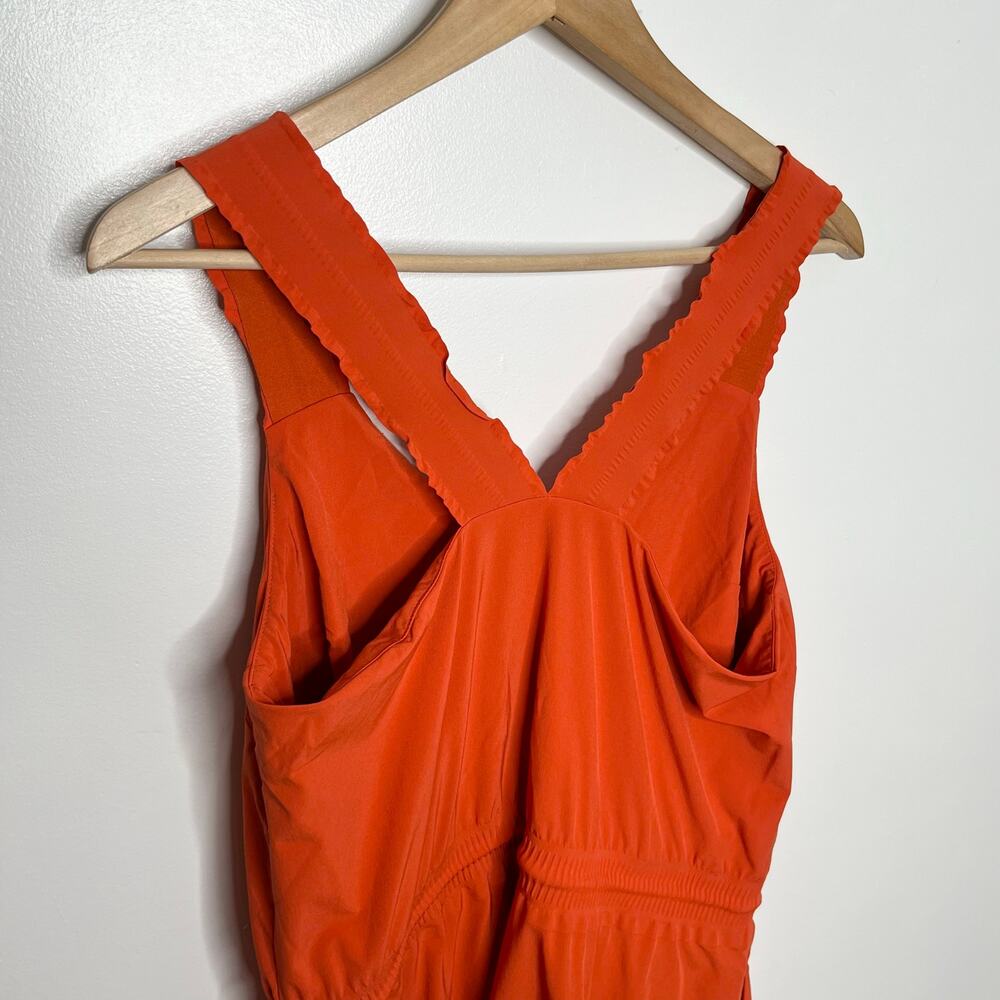 Athleta Womens Savanna Mini Dress Medium Orange Drawstring Pockets Athleisure - Picture 8 of 12